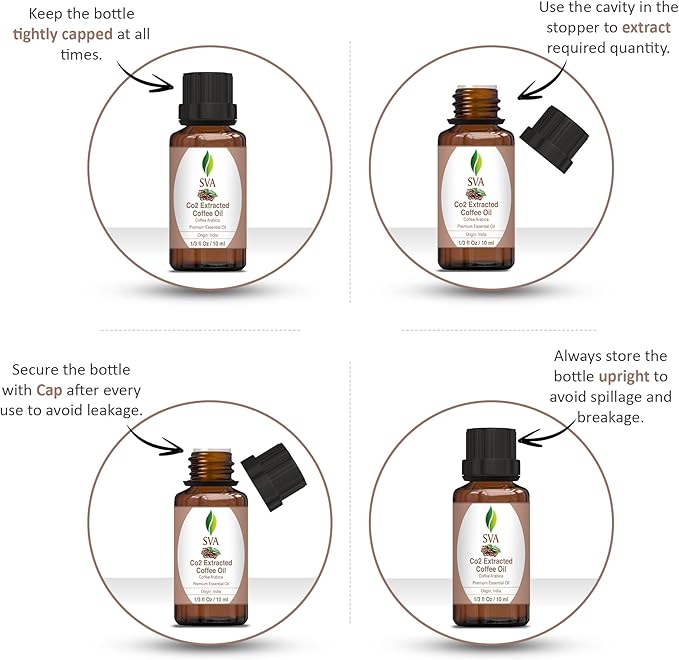 SVA Coffee Essential Oil – 1/3 Fl Oz – 100% Natural Coffee Oil - for Diffuser, Hair Care, Face, Skin Care, Aromatherapy, Scalp and Body Massage, Soap and Candle Making