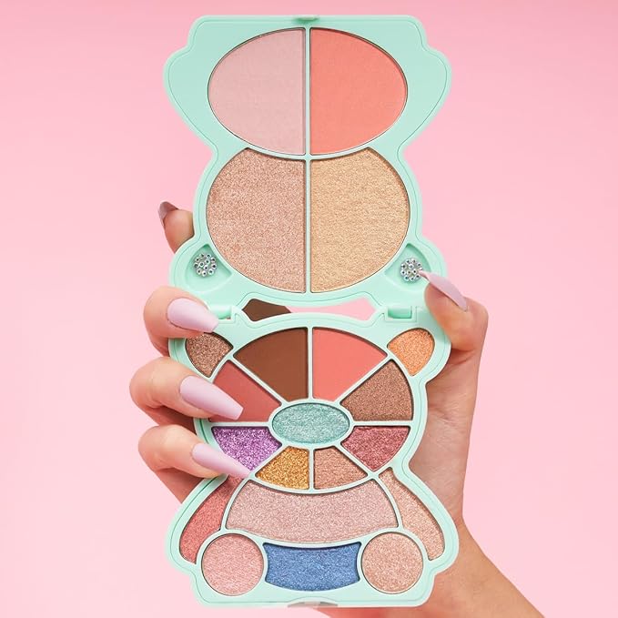 KimChi Chic Teddy Kim Palette - 17 Playful Eyeshadows, 2 Blushes, 2 Highlighters, Cruelty Free Makeup Palette, Boyfriend Mint 1.09 oz