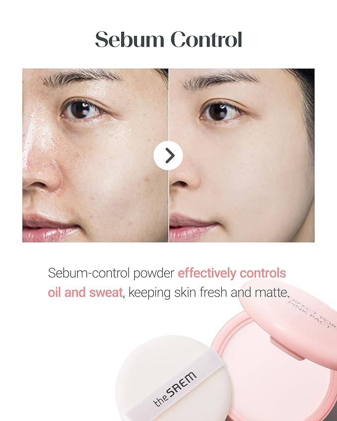 THESAEM Saemmul Perfect Pore Pink Pact - Makeup Finishing Pressed Powder for Sebum Control and Pore Minimization, Soothes Sensitive Skin with Calamine, Setting Powder, Clumps Free 12g. 2 Pack