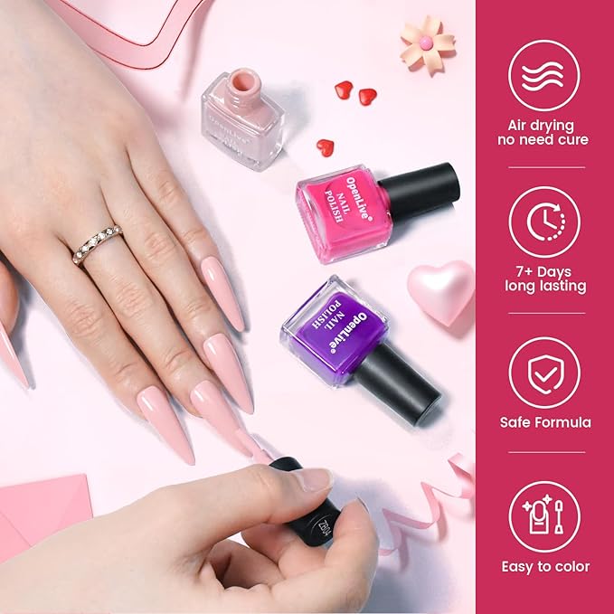 12 PCS Nail Polish Set With 10 Colour Combo, 2 PCS Base And Top Coat,Fast Drying Nail Polish For Home DIY And Beginners.