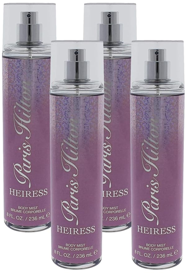Paris Hilton Heiress for Women - 8 oz Body Mist Spray (Pack of 4)