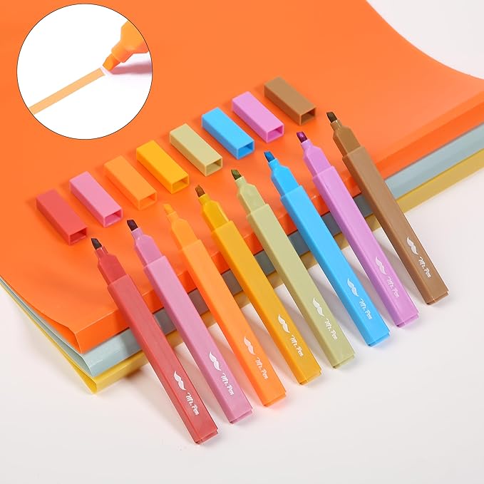 Mr. Pen Aesthetic Highlighters - 8 pcs, Chisel Tip, Warm Colors, Cute Assorted Bible Highlighters - No Bleed
