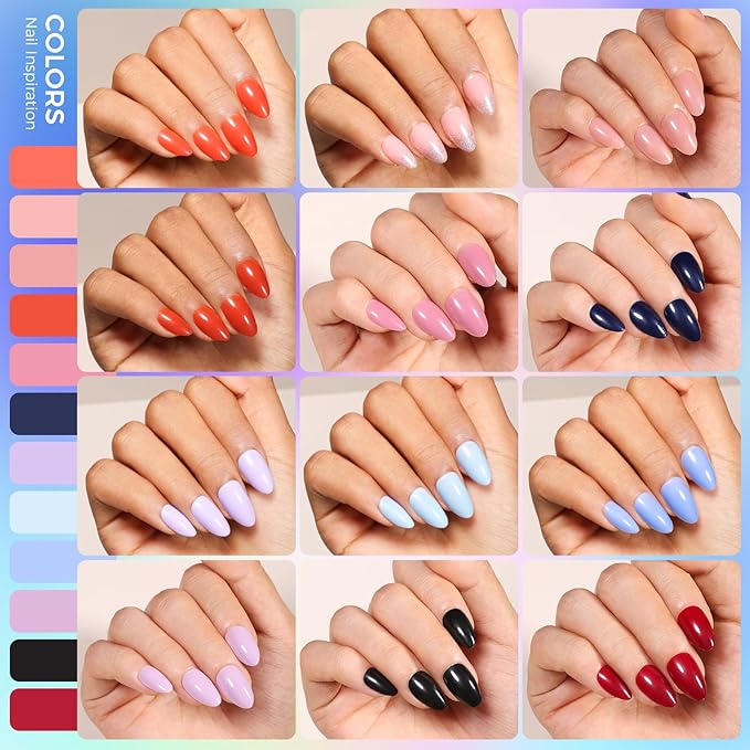 Press on Nails Kit 576 Pcs 24 Colors, Short Almond Glossy French Color Nail Tips with Nail Glue & Nail Tabs Stickers,Natural Fit Lightweight Nail Art for Women Girls