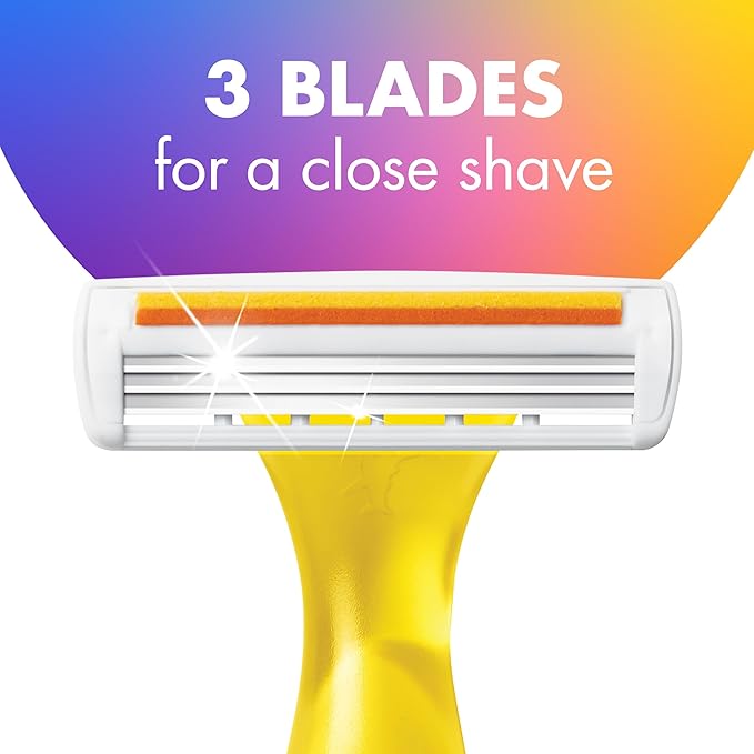 BIC Soleil Smooth Colors Women's Disposable with 3 Blade Razors, Razors for Women, 14-Pack