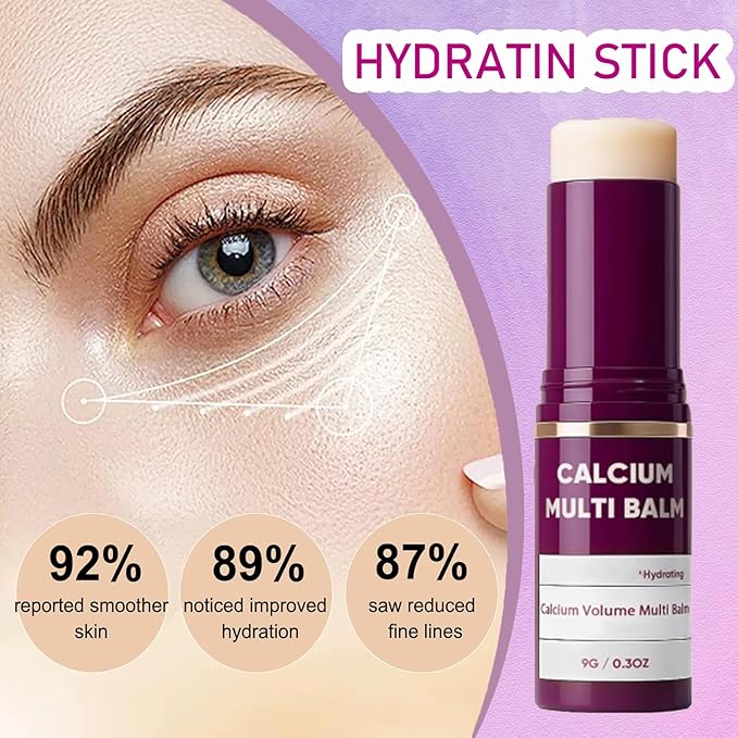 Calcium Multi Balm Stick, Calcium Volume Multi Balm, Moisturizer Stick, Korean Skin Care, Under Eye Cream for Dark Circles & Wrinkles, Hydrating, Firming Skin, Suitable for Eyes, Neck, Face (1)