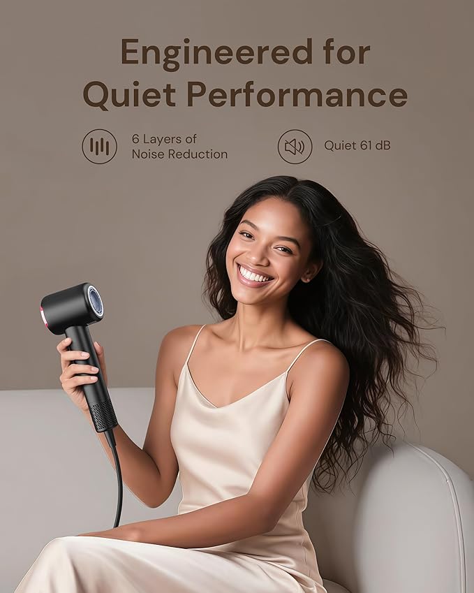 Hair Dryer with Diffuser for Curly Hair, 110000 RPM Professional High Speed Blow Dryer with Negative Ions, 1400W Hairdryer with 6.5 Ft Cord Fast Drying for Women Men