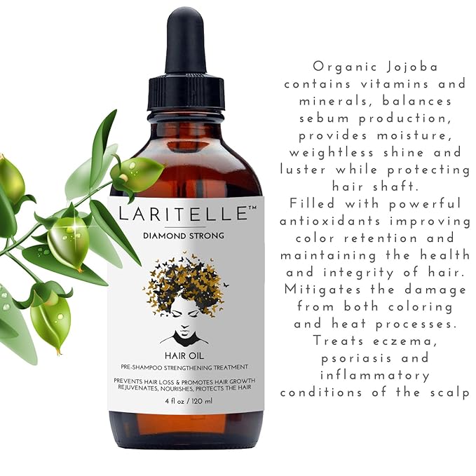 Laritelle Diamond Strong Hair Growth Treatment Oil – 4 oz – Organic Anti‑Thinning Scalp Oil with Jojoba, Saw Palmetto, Nettle & Rosemary – Vegan, Sulfate‑Paraben‑Free