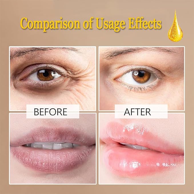 30 Pairs Lip Mask & Eye Mask, 24K Gold Gel Crystal Collagen Eye Pads for Puffy Eyes, Effectively Moisturizing the Lip & Eye Skin, Under Eye Patches for Dark Circles, Eye Bags, Wrinkles and Fine Lines