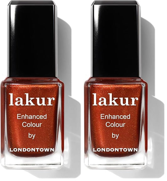 LONDONTOWN Brassy Copper Glossy Nail Polish, Posh Forever lakur, Vegan Chip-Resistant Long-Lasting Nail Lacquer, 0.40 fl oz (Pack of 2)