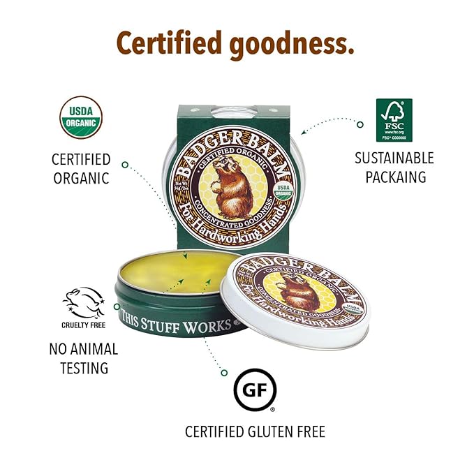 Badger - Hardworking Healing, Aloe Vera & Wintergreen, Working Hand Balm, for Dry Hands, Hand Moisturizer, Certified Organic Hand Balm, Hand Repair Balm, 2 oz