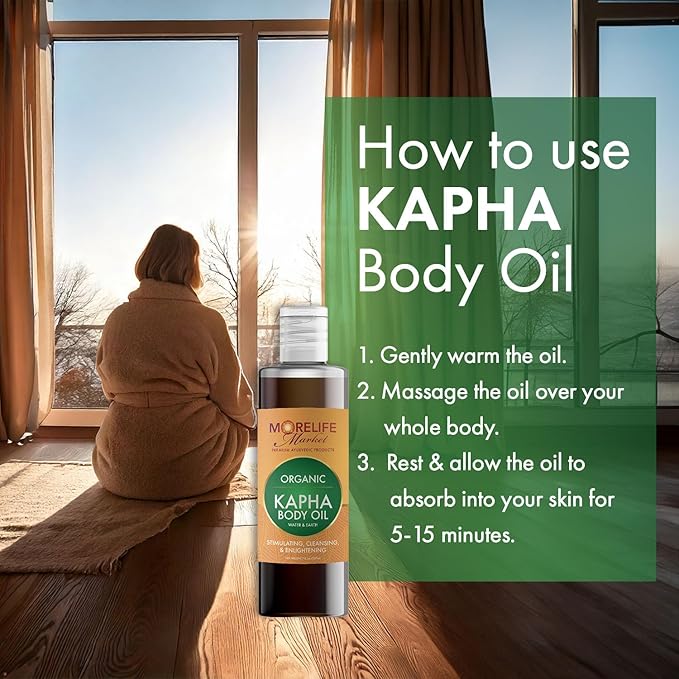 Kapha Body Oil | Premium Ayurvedic Massage Oil with Organic Tulsi, Mint, Clove & Warming Herbs for Circulation & Vitality | Stimulating, Cleansing & Enlightening Ritual – 7 oz Bottle