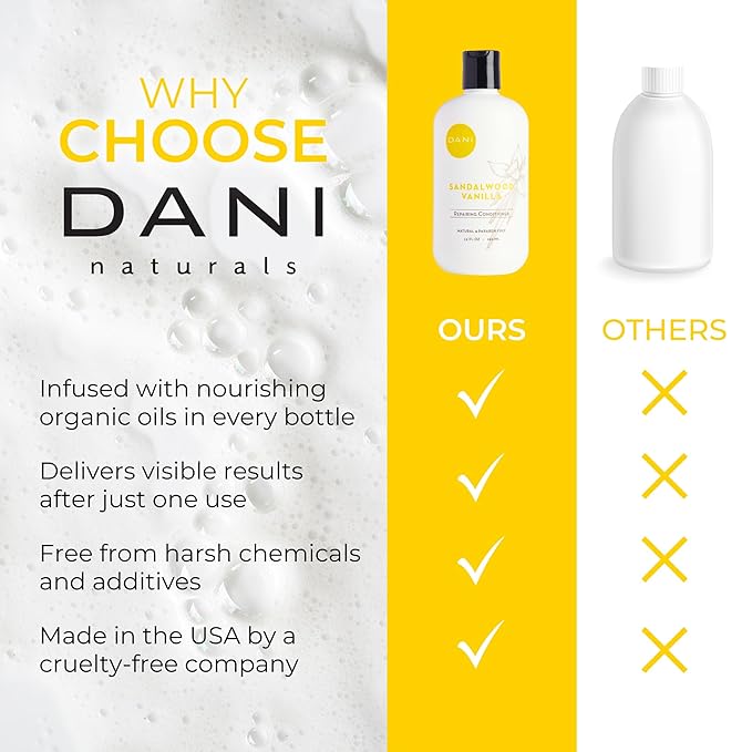 DANI Naturals Conditioner – Sandalwood Vanilla, Strengthening & Thickening for Fuller-Looking Hair, Lightweight & Hydrating, Vegan & Color-Safe, 12 oz