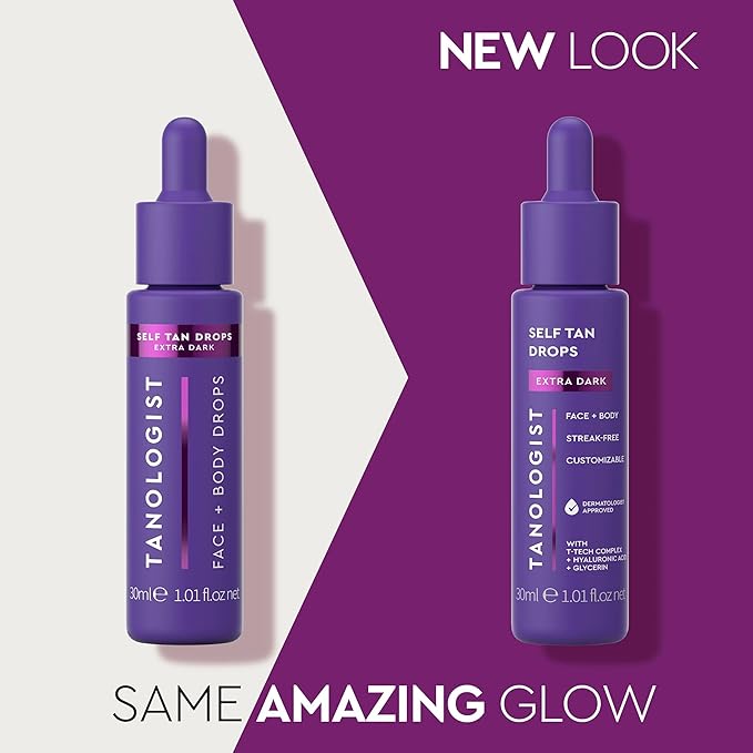 Tanologist Extra Dark Self Tan Drops, Streak-Free Body & Face Tanning Drops, No Fake Tan Smell, For Moisturizer & Lotion, Bronzing Face Tanner, Skincare Ingredients, Vegan, 1.01 fl. oz/30 ml Bottle