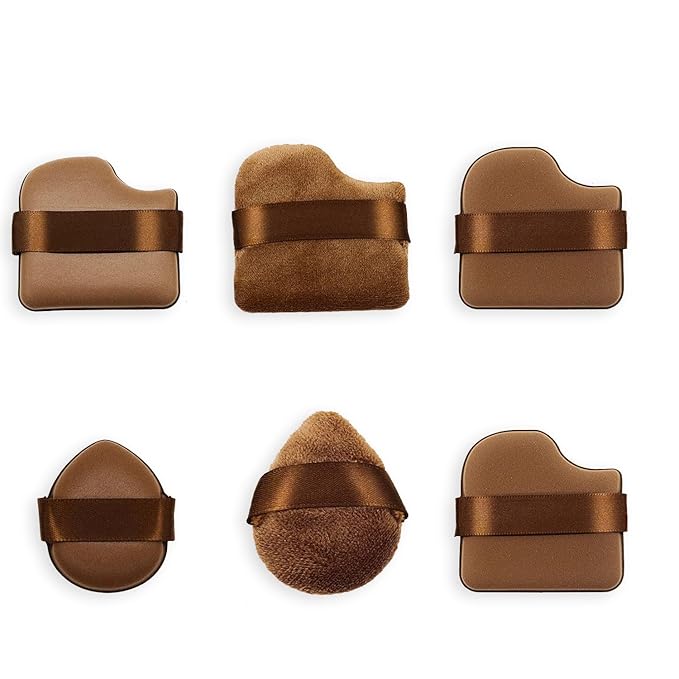 6 PCS Makeup Sponge Makeup Flat Puffs For Foundation Concealer And Powder, Latex Free Blender Chocolate Makeup Sponges For Natural Makeup (6 PCS)