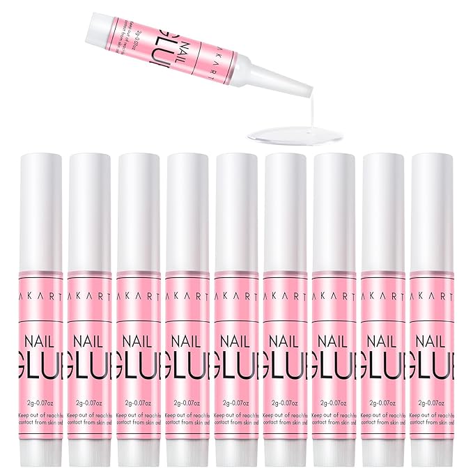 Makartt Super Strong Nail Glue for Press On Nails: Professional Acrylic Nails Nail Adhesive Bond Nail Tips Glue for Stick On Nails Long Lasting Nail Glue for Fake Nails Broken Nails Repair 10Pcs