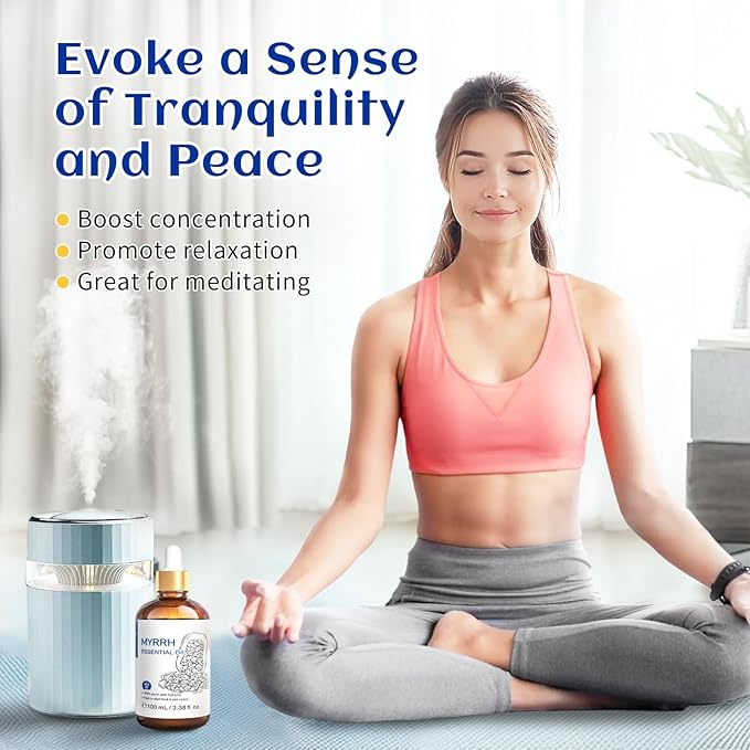 HIQILI 100ML Myrrh Essential Oil for Skin, Diffuser & Candle, 100% Pure and Natural - 3.38 Fl Oz