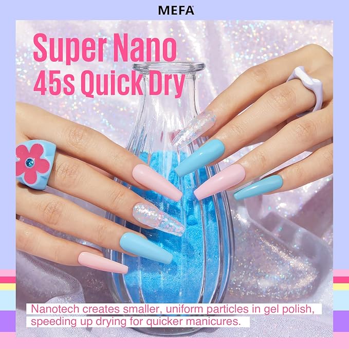 MEFA 35 Pcs Pastel Gel Nail Polish Set, 32 Colors Spring Collection Gel Nail Polish Kit Macaron Pink Green Nail Art Manicure DIY Home Decoration Beginners Gifts for Women Girls