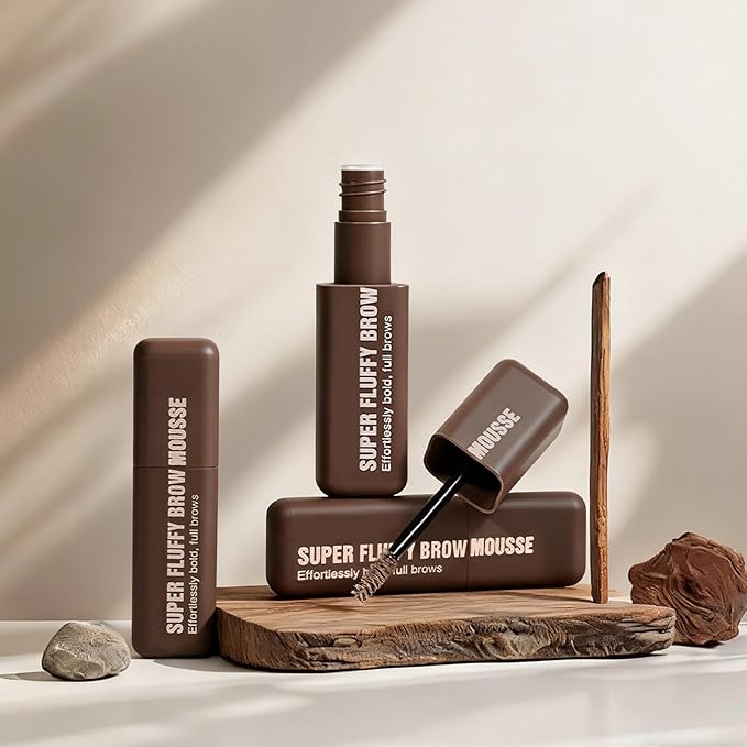 Brow Super Fluff Eyebrow Gel Mousse, Volumizing and Tinted Thickening Eyebrow, Waterproof, Long-Lasting, Easy-to-Use for Soft Full Brows, 2 Medium Brown