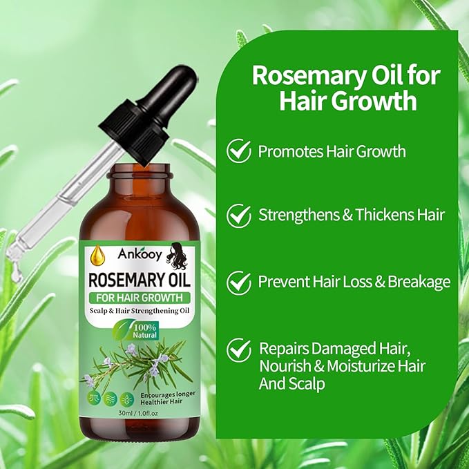 2 Pack Rosemary Oil for Hair Growth,Rosemary Hair Growth Oil,Hair Strengthening Serum for Dry Damaged Hair,Hair Loss Treatment & Thickens Hair,Scalp Care Promotes Hair Thickness for Men Women