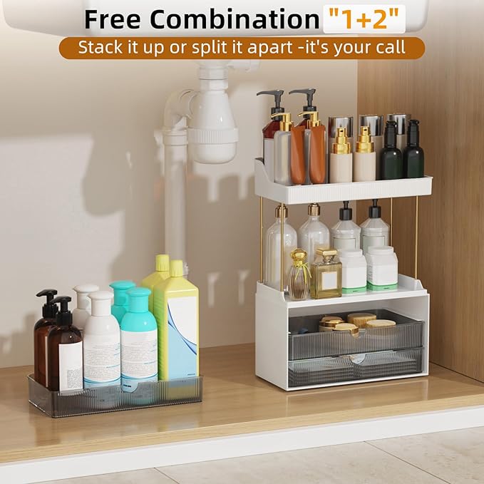 3 Drawers Bathroom Counter Organizer, 5 Tier Makeup Organizer, Versatile Perfume Organizer, Ideal for Bathroom Storage, Vanity, Large Skincare, Perfume, Present, Grey