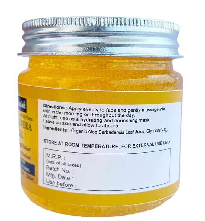 Aloe Vera Gel | 100% Pure and Natural Aloe Gel | For Moisturizing Face Skin & Hair Care | Durable Moisturizing Hydrating Soothing | Non-Sticky (Saffron, 7.76 OZ)