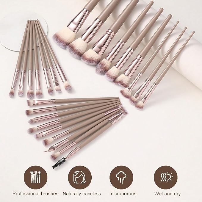 42Pcs Brown Makeup Brushes Set Professional Makeup Kit Multi-functional Makeup Tool Set with Facial Makeup Accessories, Foundation Makeup Brush Kit Eye and Face Make up Brushes & Tools