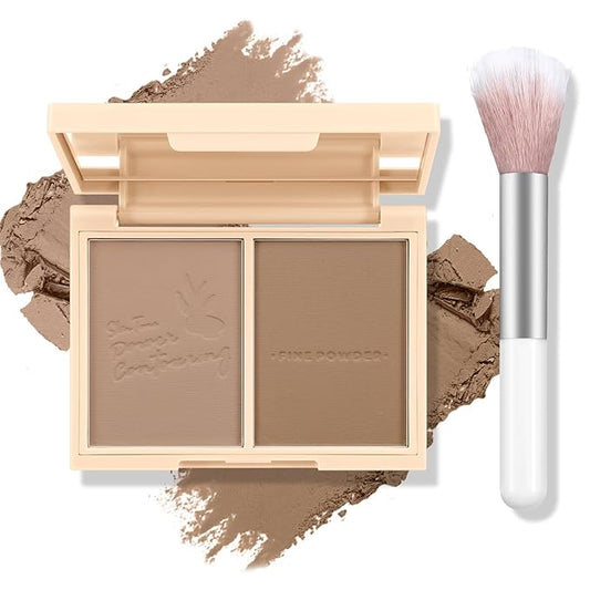Boobeen Highlighter Contour Makeup Palette Face Matte Bronzer Powder, Compact Contouring Blush for Cheeks, Natural Long Lasting with Brush