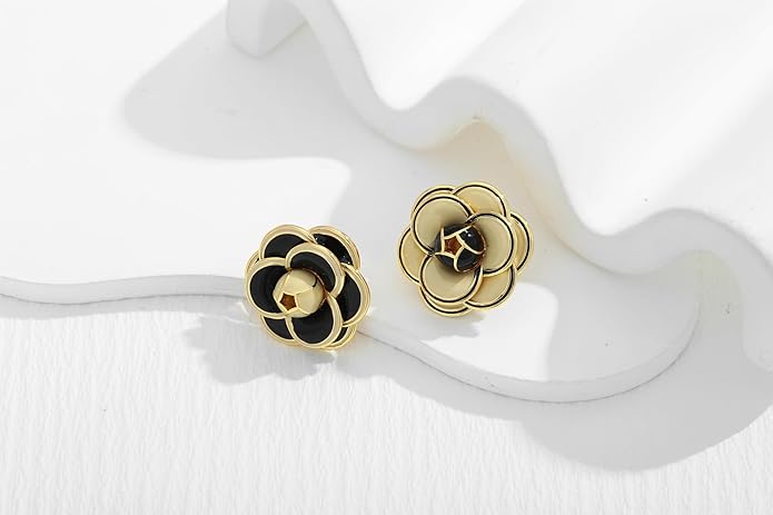 CLASSYZINT Gold/White/Red/Black Flower Stud Earrings For Women