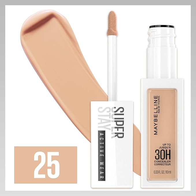 Maybelline Super Stay Liquid Concealer Makeup, Full Coverage Concealer, Up to 30 Hour Wear, Transfer Resistant, Natural Matte Finish, Oil-free, Available in 16 Shades, 25, 1 Count