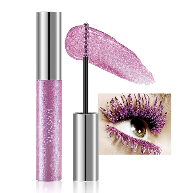 Colored Fiber Mascara, Waterproof Long Lasting Eyelash Mascara, Glitter Eyeshadow And Brow, Volume And Length, Sparkle Eye Makeup