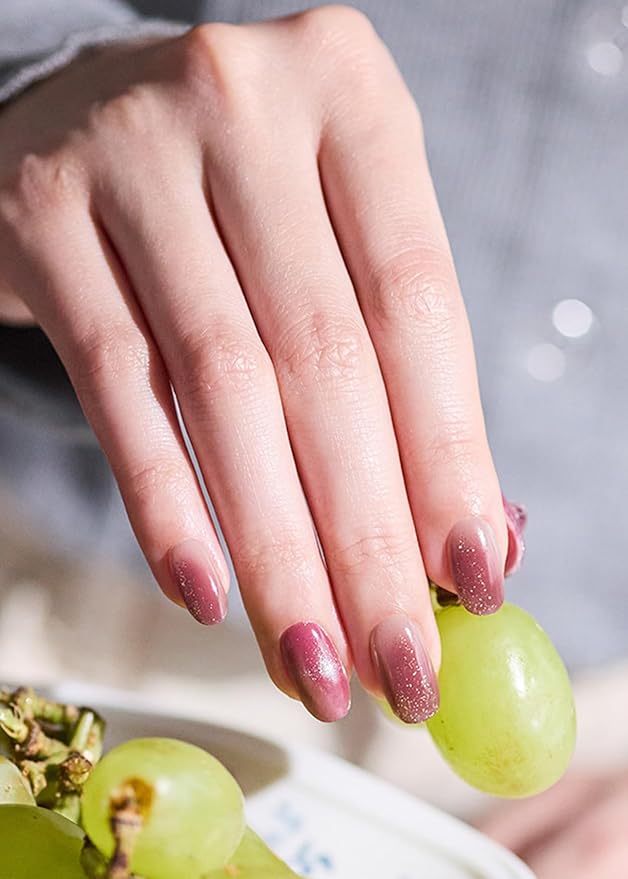 ohora Semi Cured Gel Nail Strips (N Grape Glaze) - Works with Any Nail Lamps, Salon-Quality, Long Lasting, Easy to Apply & Remove