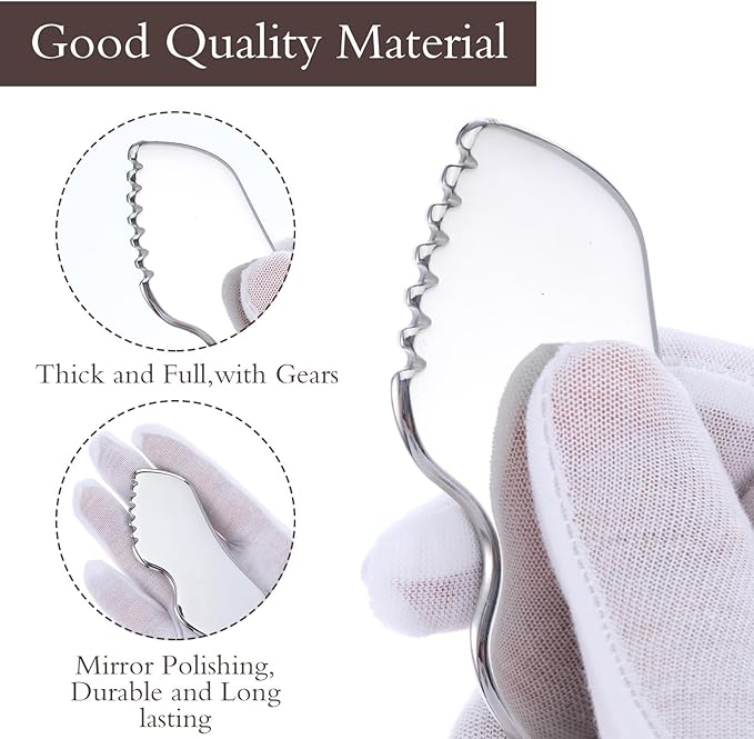 Guasha Tool for Face, Stainless Steel Metal Gua Sha Facial Tools for Body Lymphatic Drainage Massager Sculpting Skin Care (Bag 1, Count, 1)