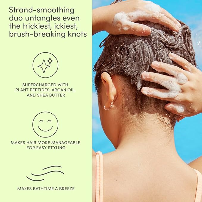 Evereden Kids Haircare Set: Hair Detangling Shampoo & Conditioner for Children Ages 3+, Plant Protein Peptides & Argan Oil, Vegan, Free from Sulfate, Paraben, Phthalate & Petrolatum