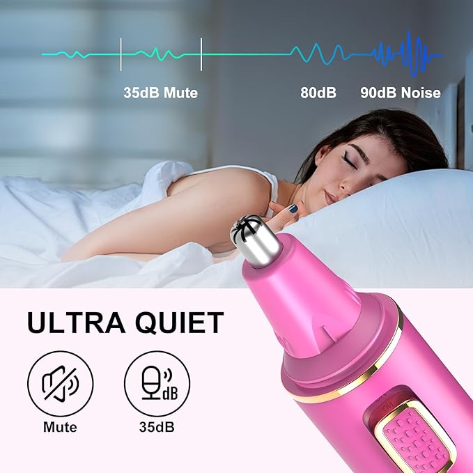 Nose Hair Trimmer for Women, 2025 Painless USB Rechargeable, IPX7 Waterproof Dual Edge Blades (Rose)