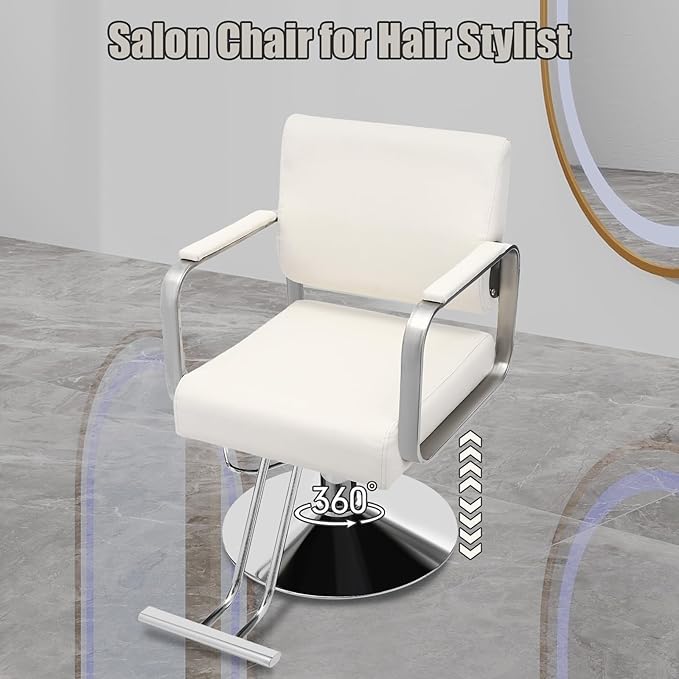 Barber Chair Salon Chair for Hair Stylist Hair Chair for Barbershop Home Height Adjustable & 360° Swivel Styling Salon Chairs Spa Beauty Salon Equipment, Max Load Weight 440Lbs