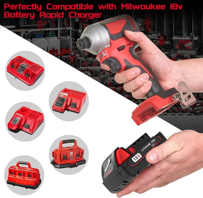 2 Pack 3.0Ah 18V Batteries Replace for Milwaukee M18 Battery Lithium lon 48-11-1815 48-11-1840, Compatible with Milwaukee m18 Battery Charger and 18 Volt Cordless Power Tools