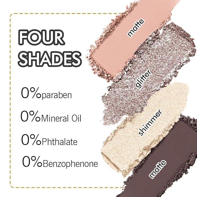 4 Colors Eyeshadow Makeup Palette,Nude Rose Gold Highly Pigmented Natural Neutral Nude Eye Shadow Palette with Mirror,Long Lasting Naturing-Looking,Waterproof,Blendable,Travel Size