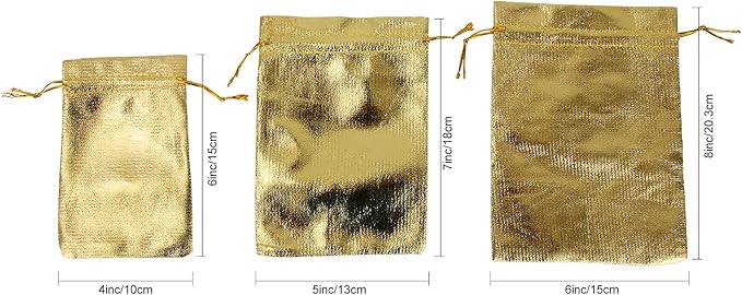 Pack of 100 6"x 8" Heavy Duty Gold Drawstring Organza Jewelry Pouches Wedding Party Christmas Favor Gift Candy Chocolate Bags