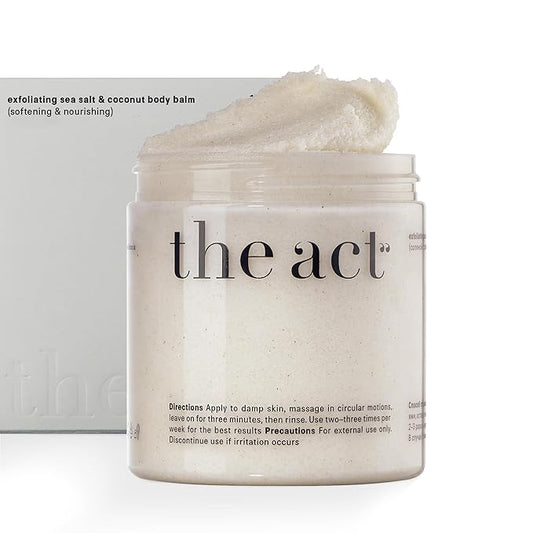 Exfoliating Body Scrub with Sea Salt & Coconut - Nourishing Restores Cleanser Body Balm - Home Spa Care, Vegan, Organic (10.58 Oz, Coconut)