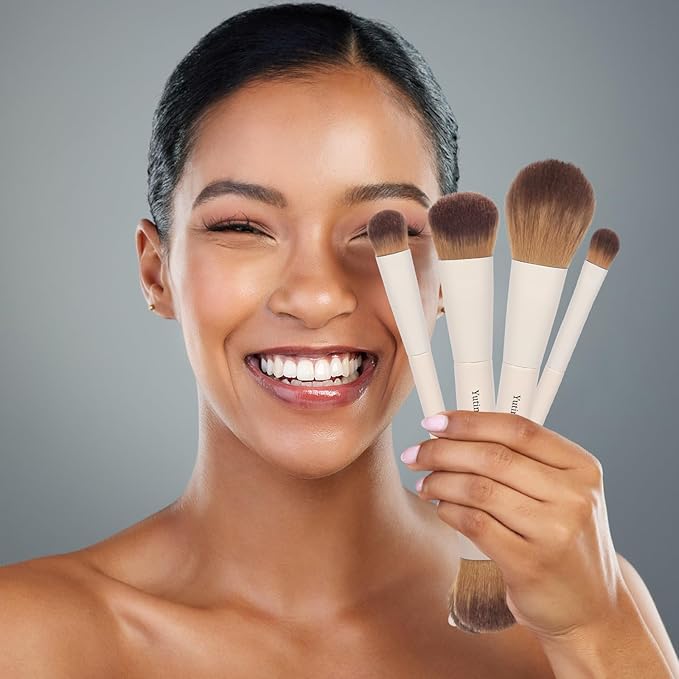 Makeup Brush Set 10pc, Dual-Ended Makeup Brushes For Bronzer, Contour, Eyeshadow, Blush, Concealer & Foundation Application