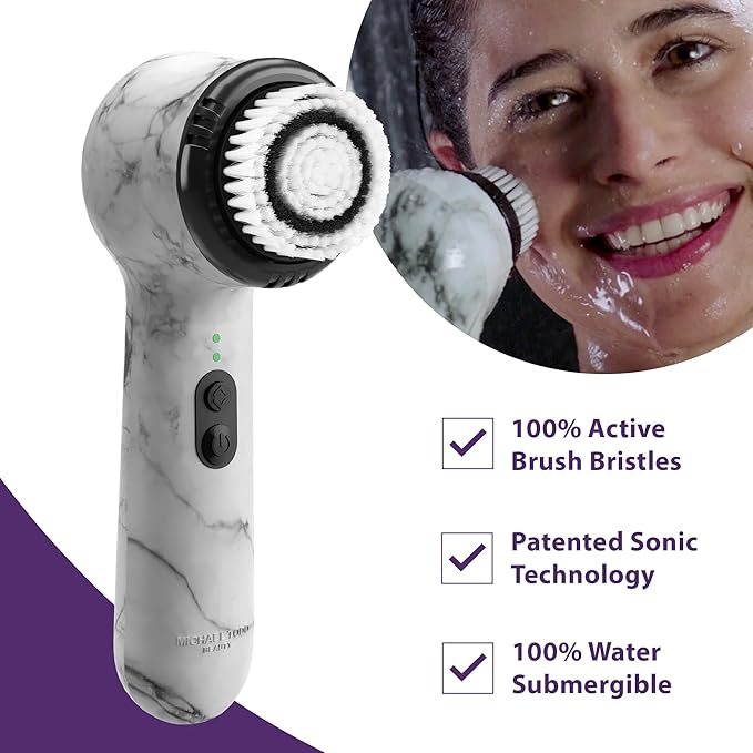 Michael Todd Beauty Soniclear Allure 2024 Best of Beauty Winner Facial Cleansing + Exfoliation Brush System with 4 speeds, Serum Infusion Head + Travel Case