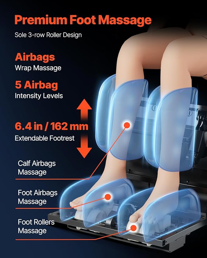 VEVOR Massage Chair, 4D Full Body Zero Gravity Recliner with SL Track, Yoga Stretch, AI Voice Control, Heat, Foot Roller, Retractable Pedal, 36 Airbags, LCD, Armrest Controls, Rolling Base