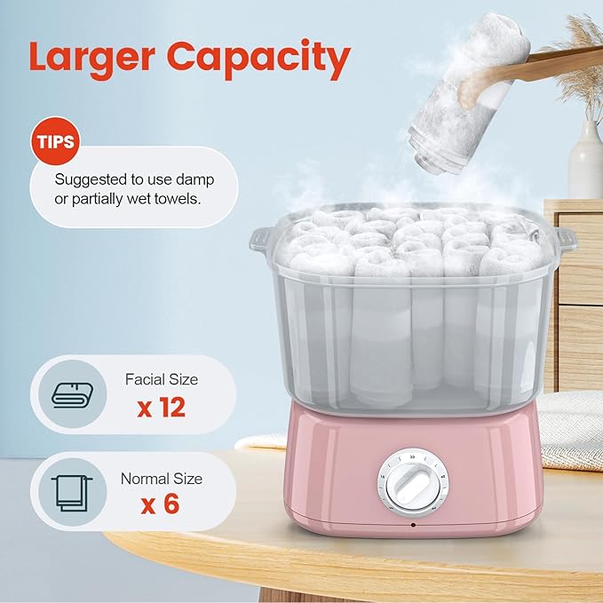 Hot Towel Warmer, Rapid Heating Towel Steamer for Facials can Hold 12 Mini Wet Towels, Portable Mini Towel Warmer for Bathroom,Spa and Salon.