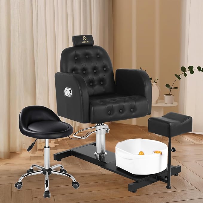 Pedicure Chair with Massage Foot Bath for Nail Tech and Foot Bath, Pedicure Chair 360 ° Rotation Height Adjustable Pedicure Unit Station (450KouNew)