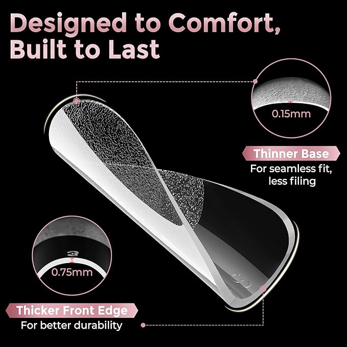 Medium Square Nail Tips, 240pcs Soft Gel Pre-Shaped Acrylic Fake Nails, Half Matte Full Cover Clear Gelly Press on Flase Nail Tips for Extension Nail Manicure Home DIY 12 Sizes Gelly Tips