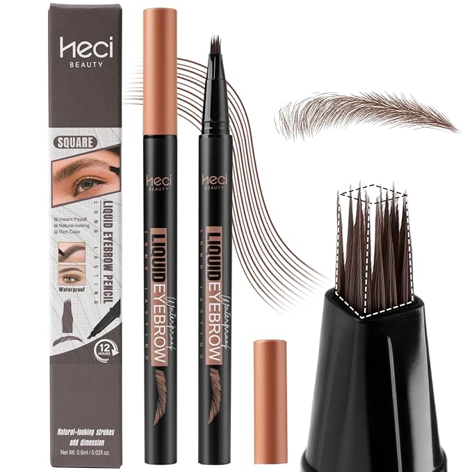 Eyebrow Pen,Angled Brow Brush,Eyebrow Pencils for Women,Natural Brow Pen,Hair-Like Strokes, 24hrs Long-Lasting,Waterproof, Smudge-Proof, Easy to Use,Multiple Uses,Gifts for Her, Dark Brown