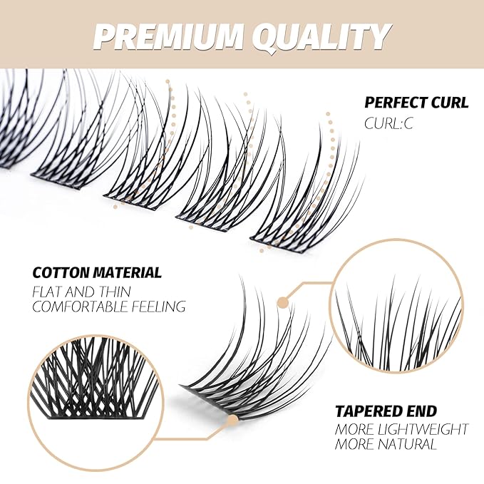 DIY Eyelash Extension Lash Clusters 120 Clusters False Eyelash 3D Effect Individual Natural Lashes Set at Home Eyelash Extension Kit Lashes Pack Sparkle Mixed