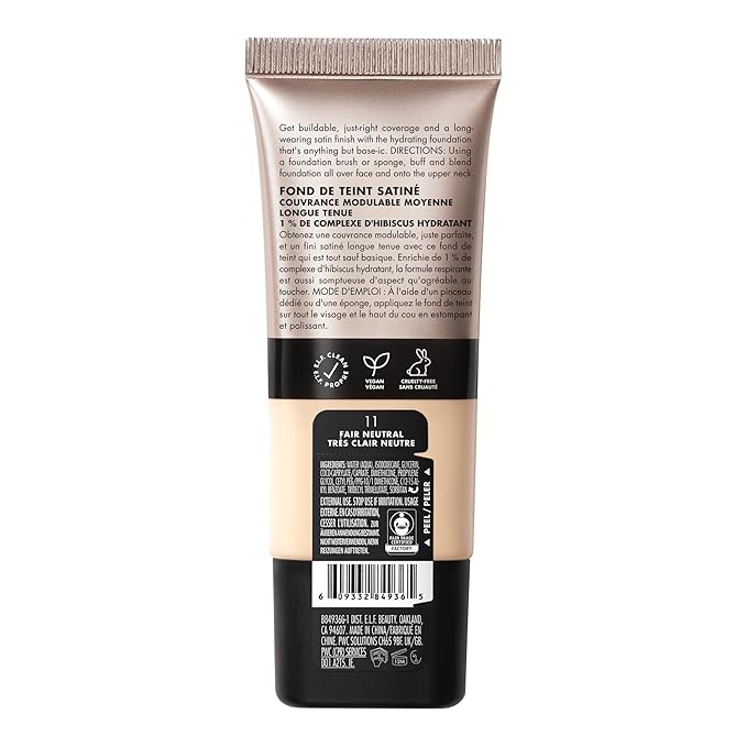e.l.f. Soft Glam Foundation, Medium Coverage, Long-Lasting & Buildable Foundation For A Smooth, Satin Finish, Vegan & Cruelty-Free, 11 Fair Neutral