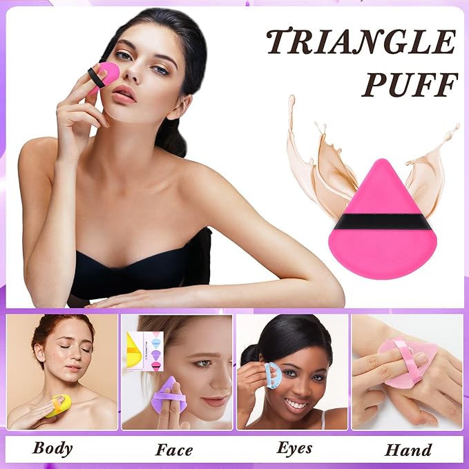 Skylety 120 Pieces Powder Puff Soft Triangle Makeup Puff Sponge Beauty Puff for Loose Powder Cosmetic Foundation Blender Dry Contouring Tools Women Thanksgiving Christmas Gift, 5 Colors (Bright Color)