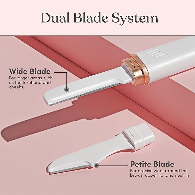 Jill Dermaplane Razor Trial Kit | Facial Hair Removal Dermaplaning Kit Includes 1 Shave Wand, 2 Dermaplane Razors & Cleaning Cloth | Pre-Shave Magic Spray & Wipes Not Included